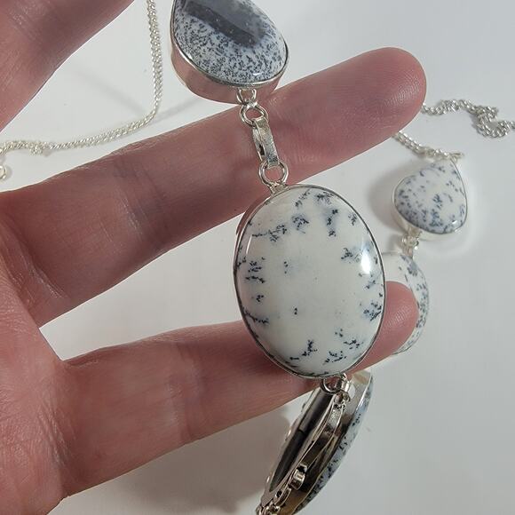 Natural Dendritic Agate Necklace in Sterling Silver Handmade Artisan Gemstone - Picture 6 of 10